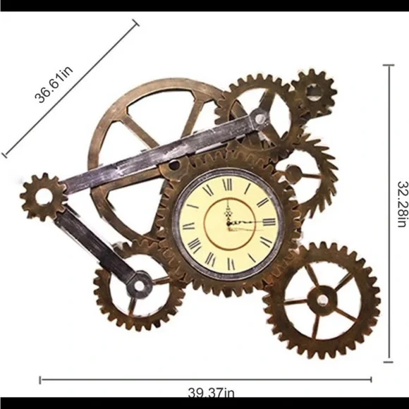 3D Gear Vintage Silent Hanging Clock.